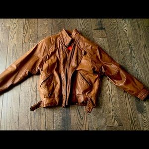 Vintage leather bomber jacket